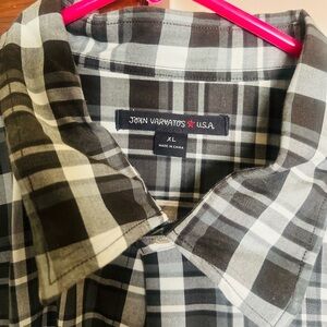 John Varvatos Black and White Plaid Shirt